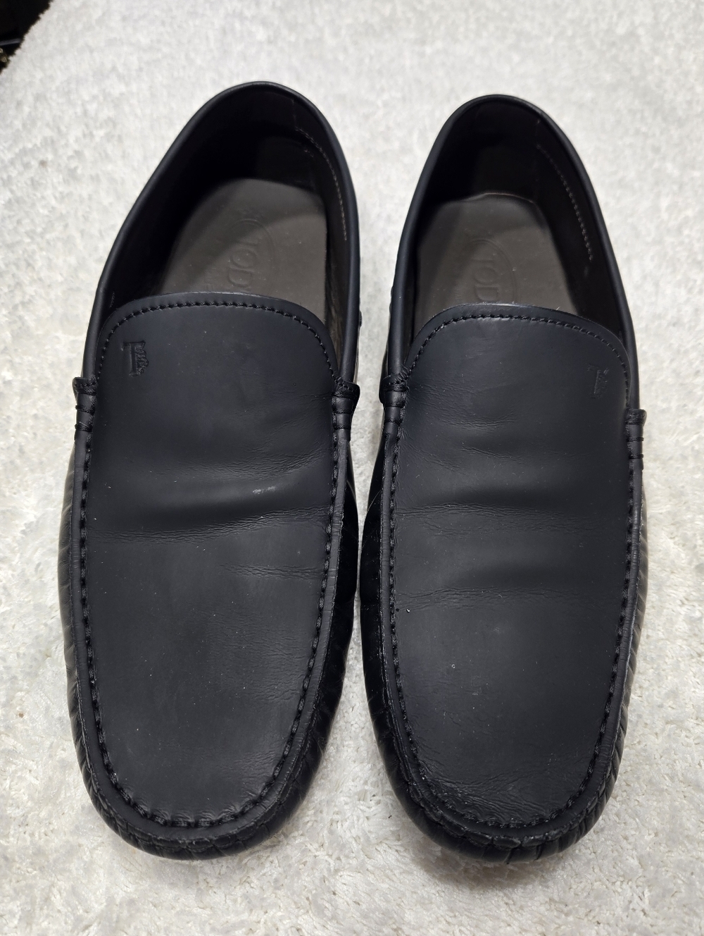 Tod's Black Leather Slip On Driving Loafers Size 8 Men